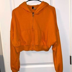 Large Women’s Crop top Hoodie Orange